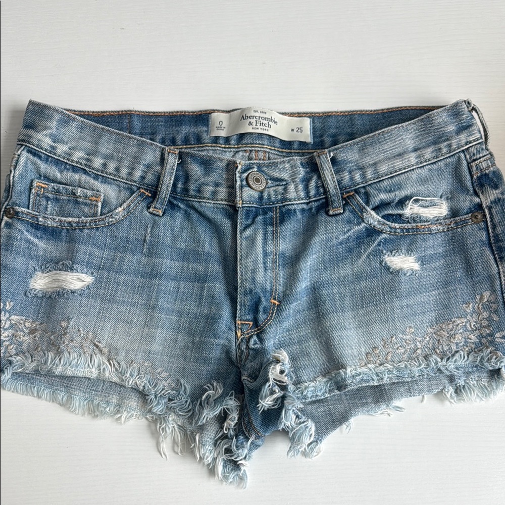 Abercrombie & Fitch Blue Jean Shorts Distressed Style